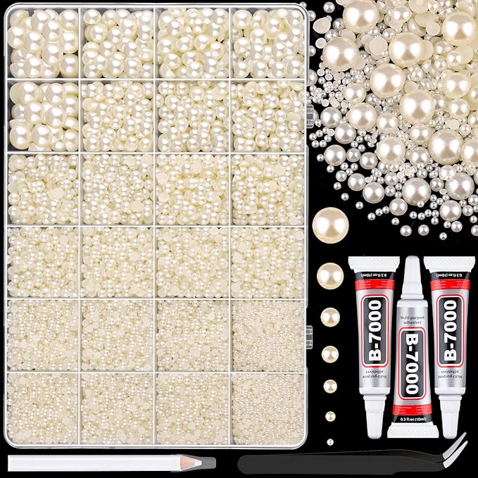 13000Pcs Flatback Pearls for Crafting, Bedazzling Bead for DIY Crafts Clothing by TINKRSTUFF