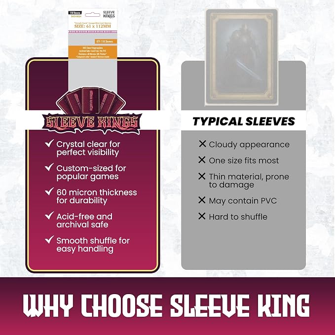 Sleeve Kings French Tarot Card Sleeves 61x112mm – 110 Pack Clear Protective - Image 6