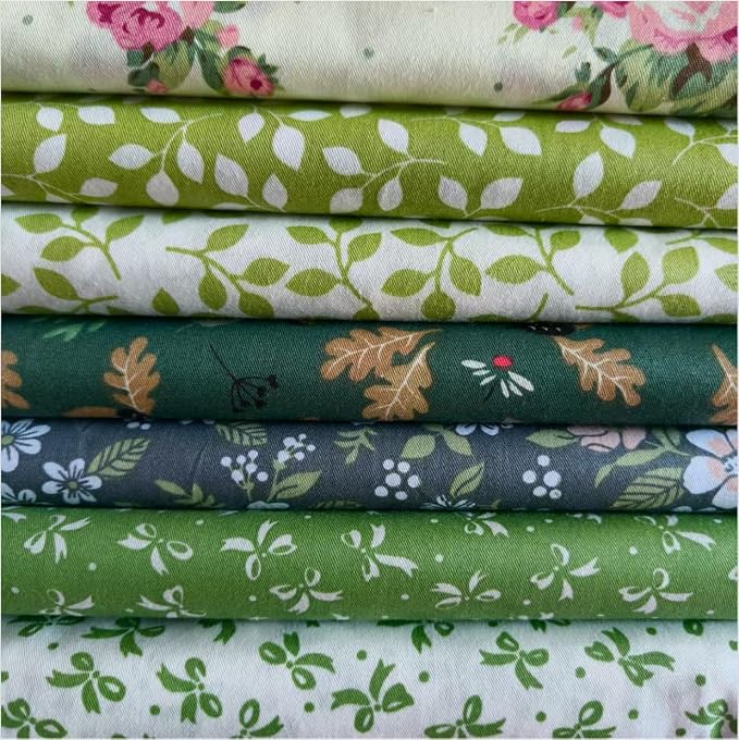 7PCS 9.8" x 9.8" Quilting Fat Quarters Fabric Bundles, by Unknown