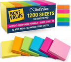 Sticky Notes 3x3 – 2026 Improved Adhesive, Very Very Sticky & Bright Neon by Infiniko