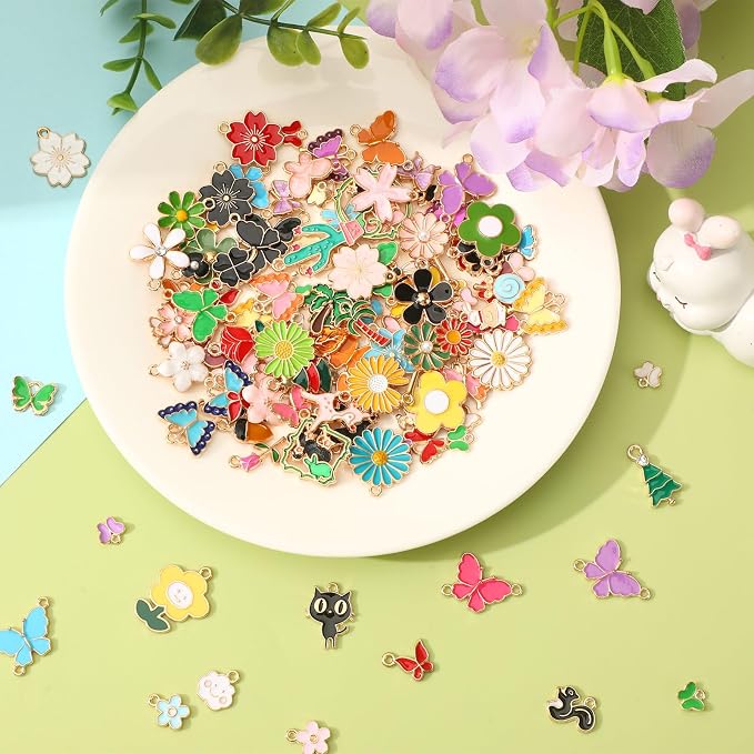 MARFOREVER 120 PCS Flower Butterfly Charms - Image 3