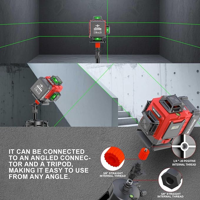 WEIDDW Laser Level 360° Green Cross Line Self Leveling Laser Measuring Tool - Image 5