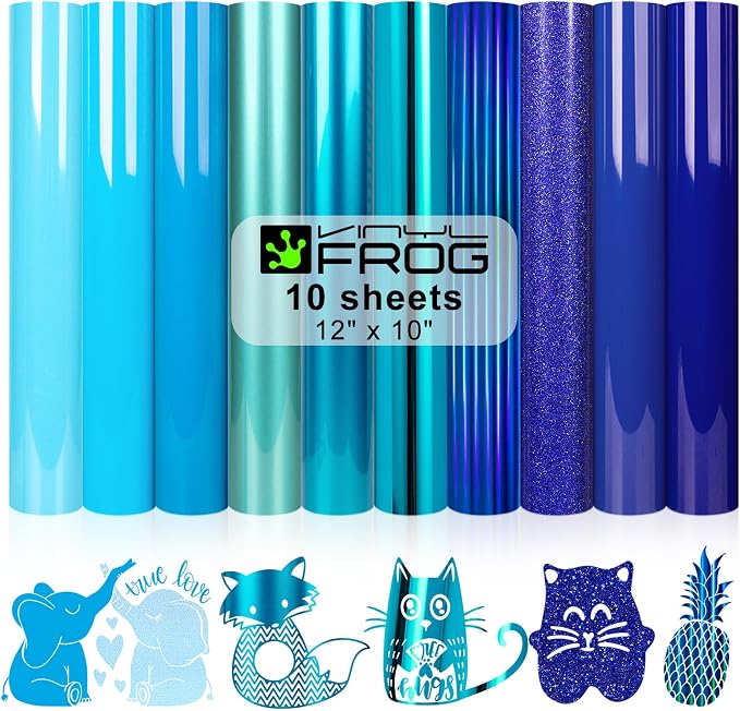 VINYL FROG Blue HTV Vinyl 10 Sheets Iron on Vinyl 12” X 10”Heat Transfer Vinyl - Image 8