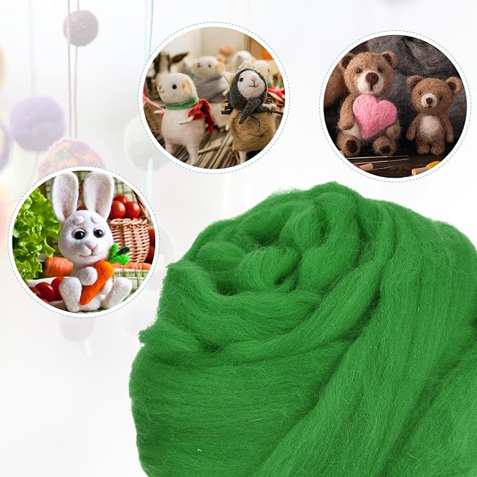 uxcell Needle Felting Wool, 8.5 Oz Nature Fibre Wool Yarn Roving - Image 4