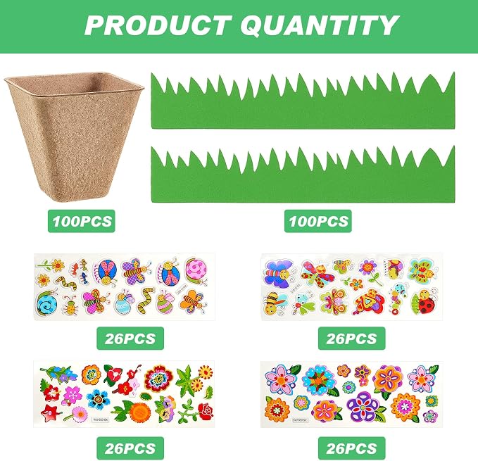 Gueevin 50 Pack Garden Paper Pot Craft Kit Flower Plant Spring Craft Including - Image 2