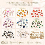 Sistenia 200PCS Charms for Jewelry Making, Bulk Mixed Color Gold Metal Enamel - Image 4