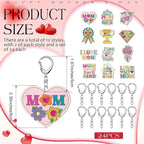 RattanView 24 Pcs Mom Craft Color Your Own Keychains Diy Craft Wooden Blank - Image 2