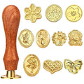 Wax Seal Stamp Kit 10PCS Wax Stamp Heads and 1PCS Wooden Handle Vintage Classic by Unknown