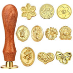 Wax Seal Stamp Kit 10PCS Wax Stamp Heads and 1PCS Wooden Handle Vintage Classic by Unknown