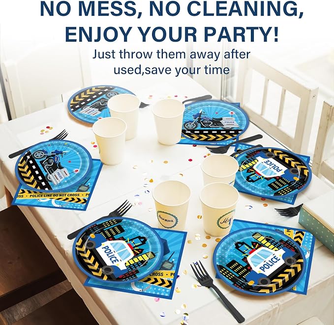 100 Pcs Police Party Plates and Napkins Party Supplies Police Birthday Party - Image 5