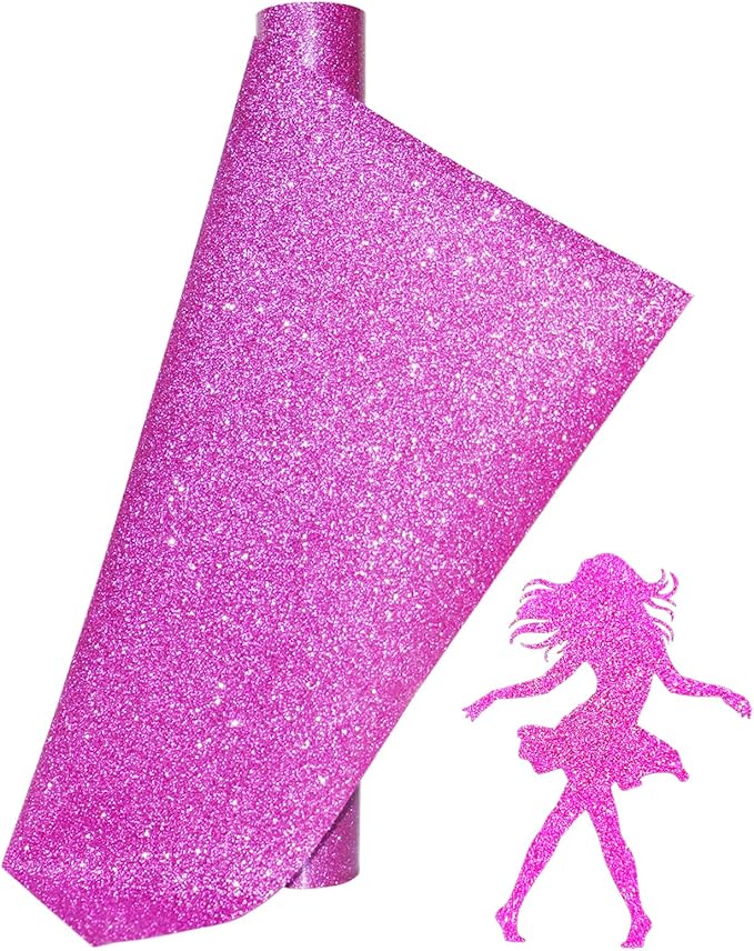 Glitter Heat Transfer Vinyl 12" x 5ft Pink Glitter Iron on Vinyl by LUKGELYAMOFFICIAL