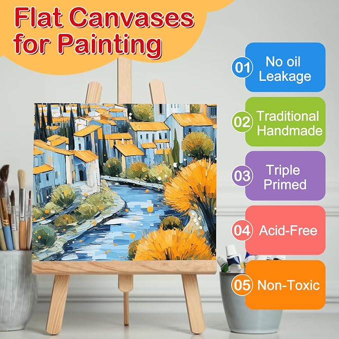 ESRICH 6x6 Canvas for Painting, 24 Pack Canvas Boards Cotton Painting Canvas - Image 3