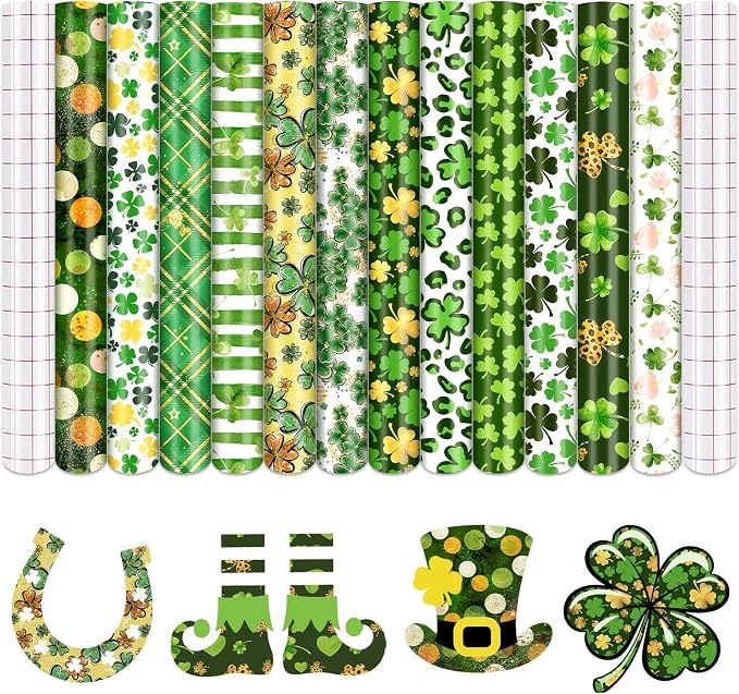 Tintnut St. Patrick's Permanent Vinyl 12 Pcs 12x10in Clover Pattern Vinyl | by Tintnut