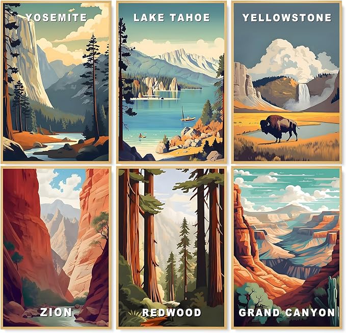 6 Pack Paint by Numbers Kit for Adults, National Park Adult Paint by Number by CamocinDIYKit