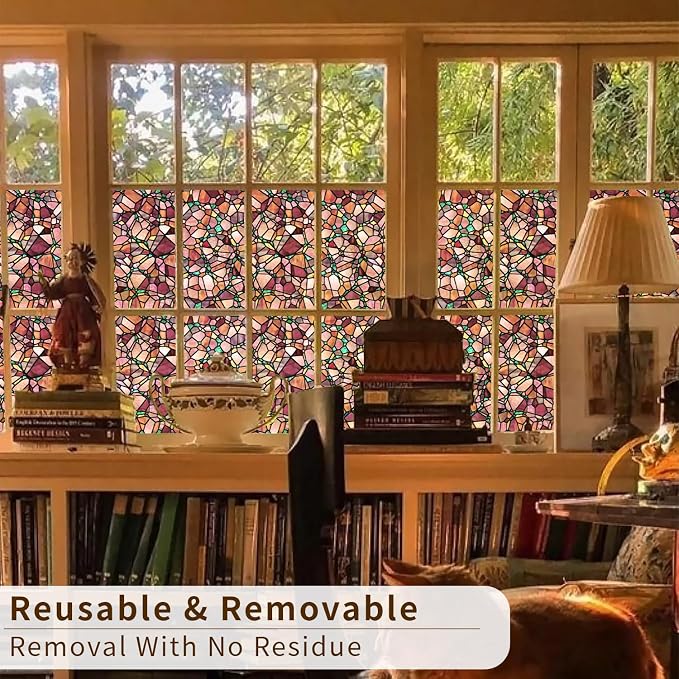 funlife Original Hand-Drawn Stained Glass Window Film, Reusable Double-Sided - Image 5