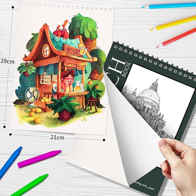 OSIMIG 10 Pack Sketch Books 8.5" x 11", Top Spiral Bound Sketch Pad, Bulk - Image 2