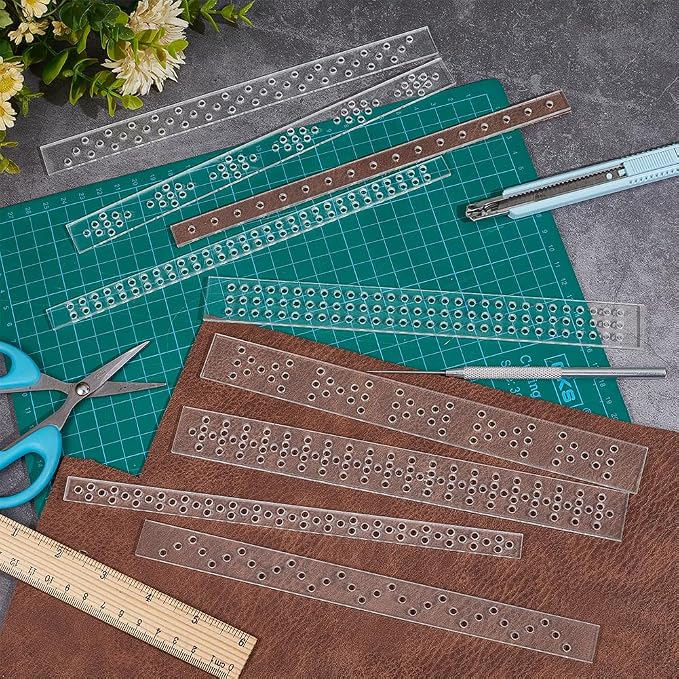 BENECREAT 9Pcs Acrylic Leather Punch Tool, 3 Widths Crystal and Rivet Spacing - Image 5