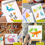 80 Pcs 3 x 3 Inch Stencils for Painting on Wood, Reusable Dinosaur Animal - Image 4