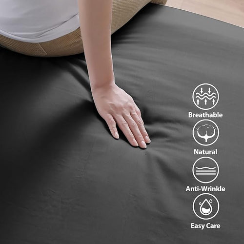 100% Egyptian Cotton Fitted Sheet Twin Size Black, 600 Thread Count, 8-16" Deep - Image 2