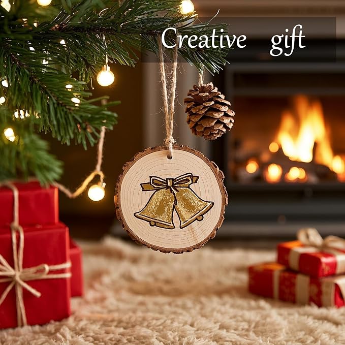 Unfinished Natural Wooden Slices 80 Pcs 3.2-4 Inch Wood Circles - Image 6
