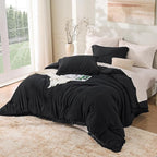 Andency Black Comforter Set King Size, 3 Pieces Boho Tassel Lightweight Bedding - Image 6