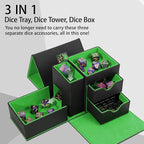 Dice Tray & Dice Tower Storage Box, 3 in 1 Dice Holder Case, Leather Magnetic - Image 2