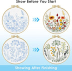 ERKOON Embroidery Kit for Beginners Adult, 2 Set Flower Cross Stitch Set - Image 4