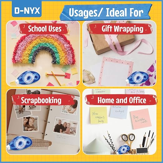 D-NYX 4 Pack Double Sided Tape Roller, Glue Tape Roller - Image 5