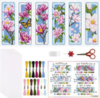 ORIGACH 6 Set Magnolia Cross Stitch Bookmark Kits by ORIGACH