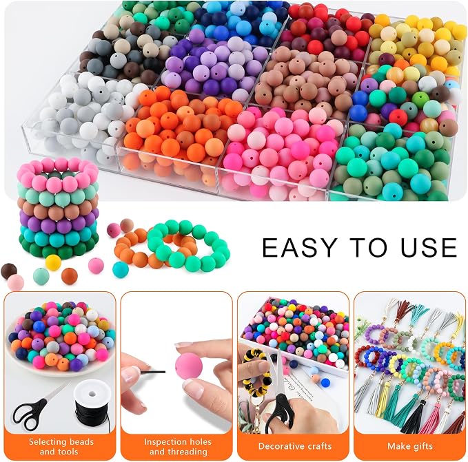 150Pcs Silicone Beads 15mm Mix Color, Bulk Silicone Beads 15mm - Image 4