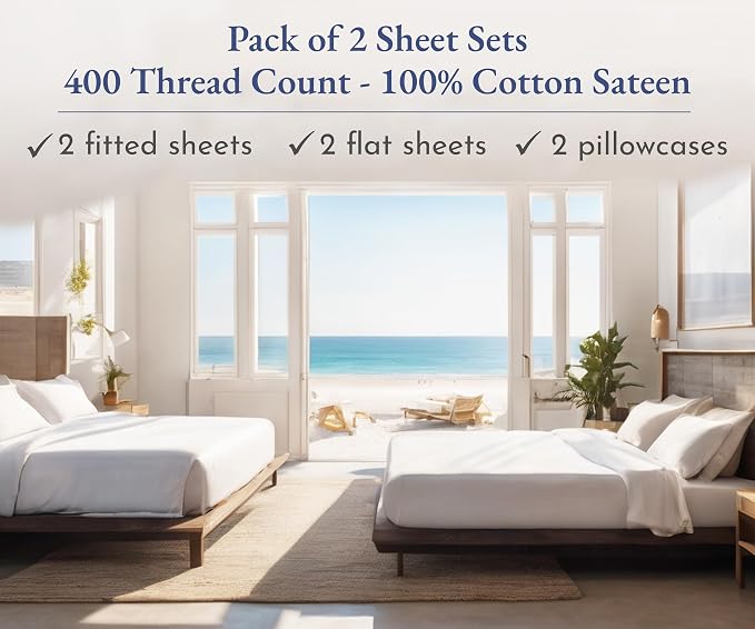 California Design Den 2-Pack Cotton Twin Sheet Sets - Image 4