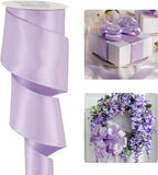 HUIHUANG Lavender Satin Wired Ribbon 2.5 inch Light Purple Double Sided Satin by HUIHUANG