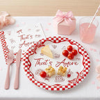 40Pcs That's Amore Party Supplies Red Gingham Bachelorette Paper Plates Napkins - Image 5
