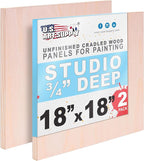 U.S. Art Supply 18" x 18" Unfinished Cradled Wood Panels by USArtSupply