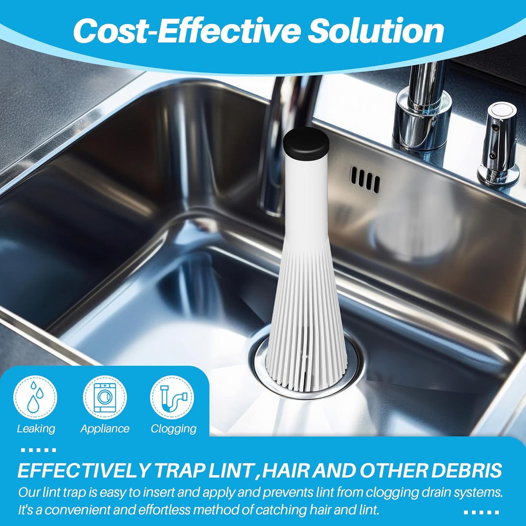 Feekoon 1 Pack Lint Trap for Washing Machine Utility Tub and Sink Drains, Laundry Lint Catcher with Rubber Plugs, Hair Catcher, Compatible with 1. 5''and 1. 75'' Drain to Prevent Clogs in Plumbing