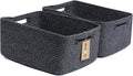 Large Storage Baskets for Shelves, Closet Organizers Bins for Clothes Blanket Towels, Baby Nursery, Toy Baskets Box, Woven Rope Baskets, 17 x 13 x 7.5”, 2 Packs Dark Gray