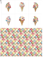 Patchwork Ice Cream Cotton Fabric Panel – 6 Designs + Bonus Sheet 29.5×19.6 inch by FabricsTown