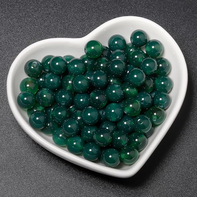 45pcs Round Loose Green Agate Beads - Image 5
