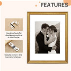 upsimples Vintage 11x14 Picture Frame, Antique Gold Frame Displays 8x10 - Image 5