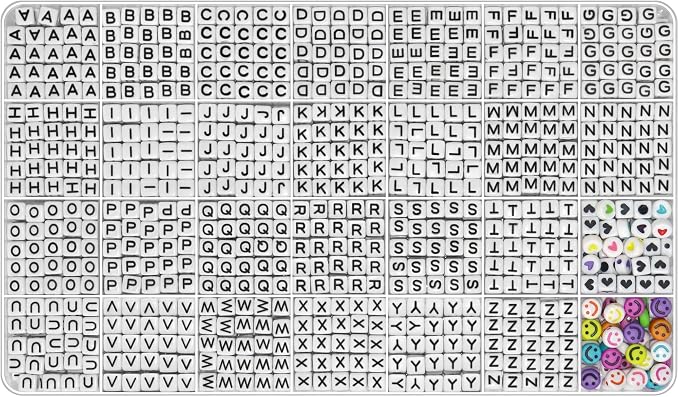 YMSDZHL Alphabet Beads A-Z 1200+Pcs Letter Beads, Acrylic 4x7mm Round Letter - Image 8