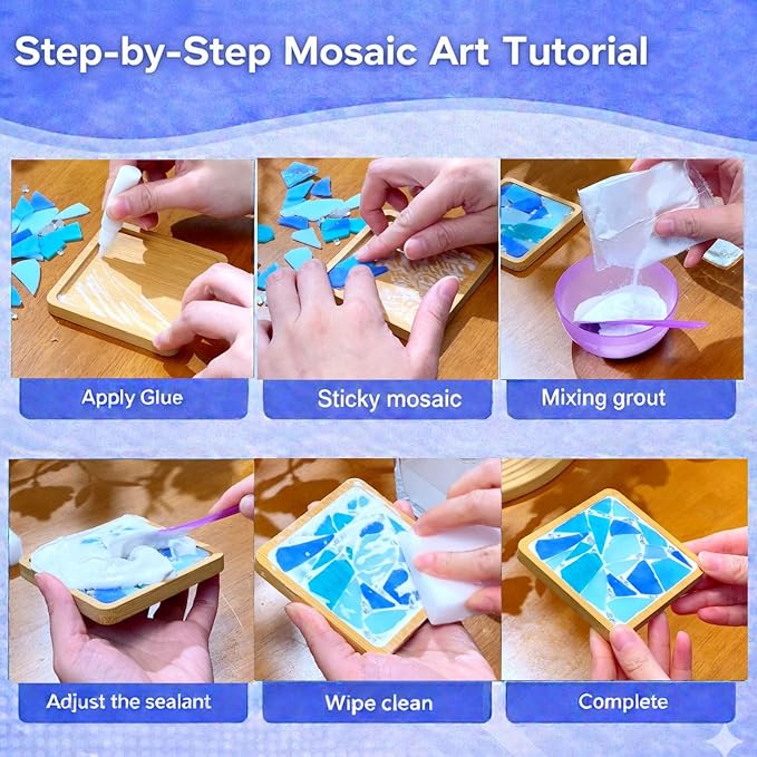 GHAHILI 4 Sets DIY Mosaic Kits for Adults Glass Mosaic Tiles for Crafts - Image 5