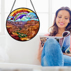 Canyon Rainbow Faux Stained Glass Window Hanging Acrylic Sun Catcher 11.8" | - Image 2