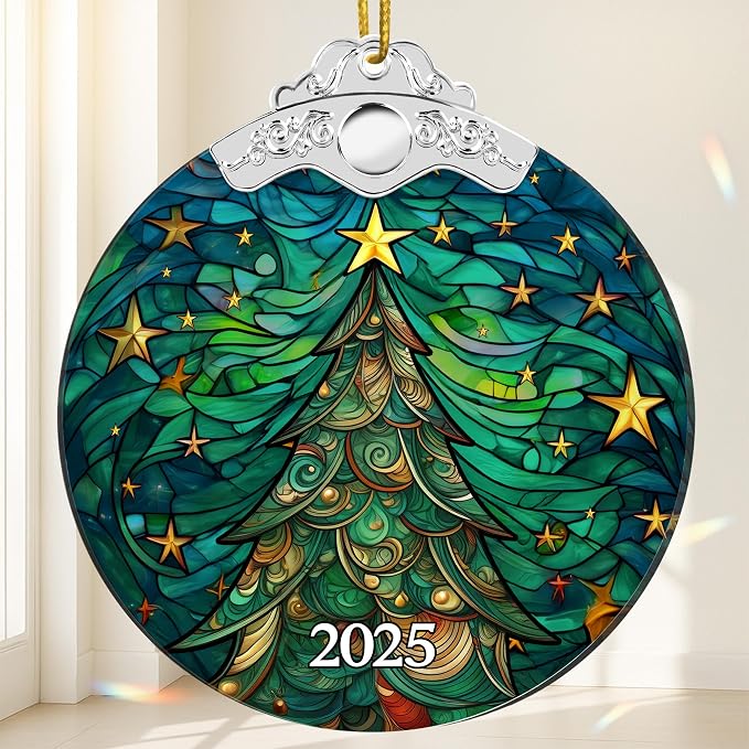 Christmas Ornaments 2025 Faux Stained Glass Effect, Christmas Tree Ornaments - Image 9