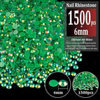 1500pcs 6mm Resin Rhinestones Bulk, Dark Green AB Flatback Round Jelly - Image 2