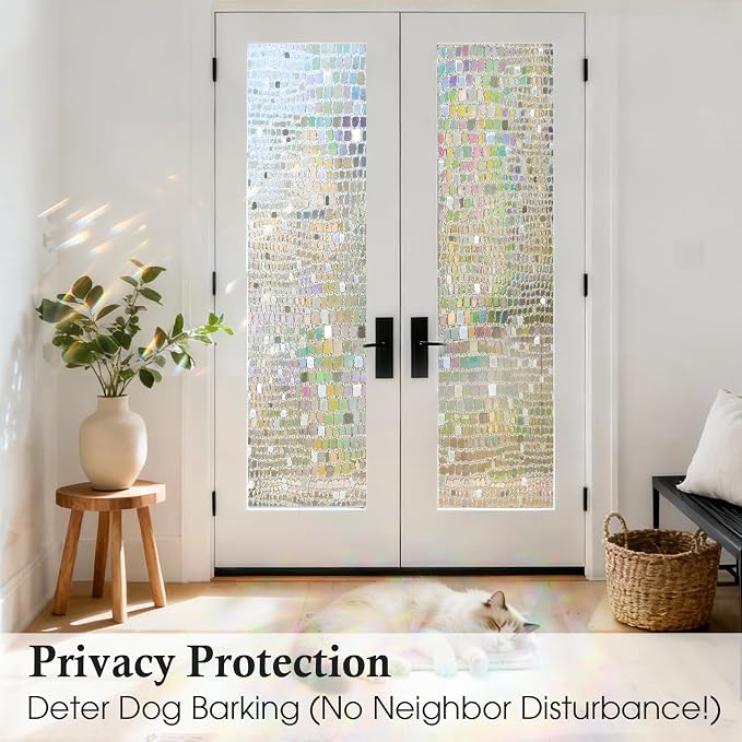 Windimiley Rainbow Window Privacy Film, 3D Stained Glass Christmas Decorative - Image 3