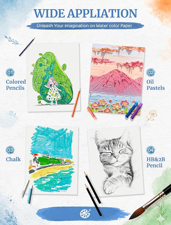 30 Sheets Watercolor Paper 8.5 x 11, Cold Press Watercolor Paper Bulk, 110 - Image 6