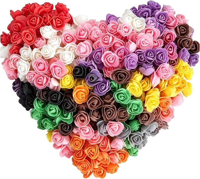 100Pcs Multicolor Foam Rose Heads, Mini Artificial Roses Bulk, Real Touch Fake by Unknown