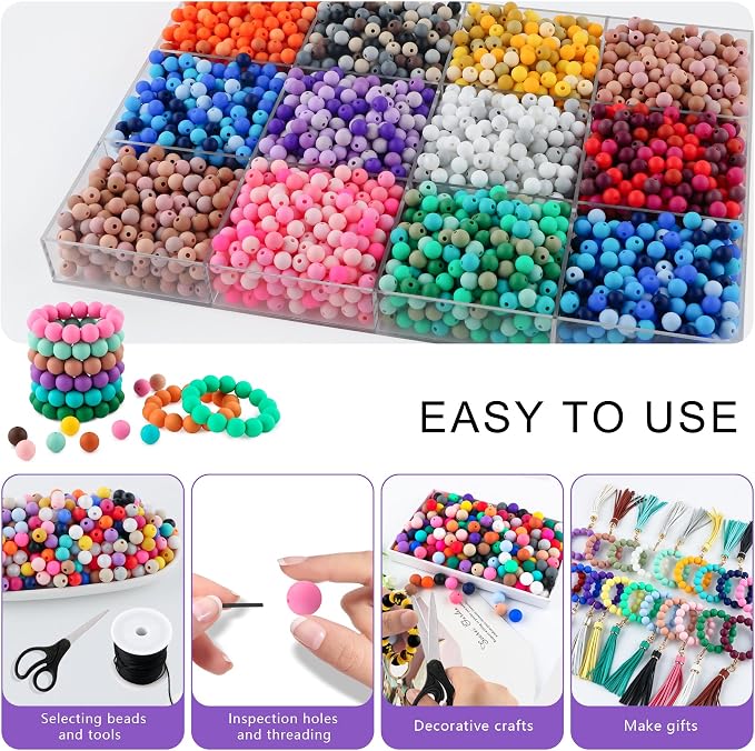 300Pcs Silicone Beads 9mm Mix Color, Bulk Silicone Beads 9mm - Image 4