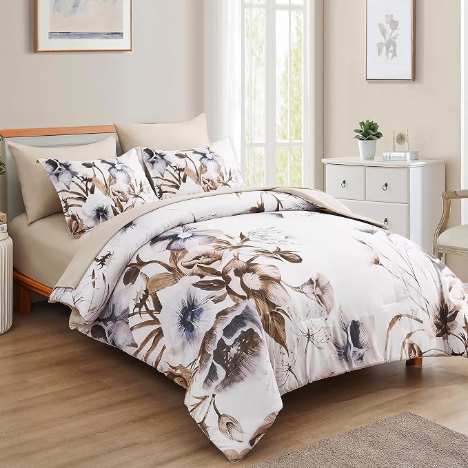 Luxudecor Floral Comforter Set Full Size 7 Piece, Elegant Floral Comforter - Image 2