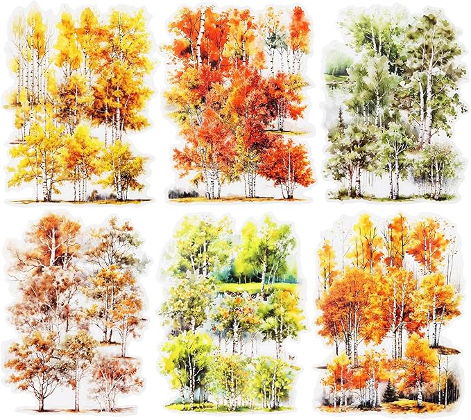 120 Pcs Forest PET Stickers for Scrapbooking | Seasonal tree scenes in green by Auriicleaf